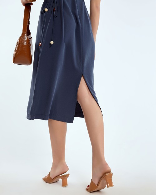 SIXDO G-Navy Khaki Loose Dress